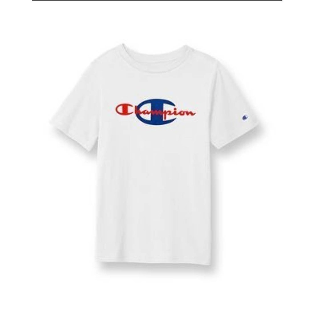 Champion Boys XL 18/20 White Double Logo Cotton T-Shirt NWT